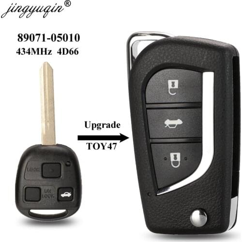 Jingyuqin Upgraded Remote TOY47 Key Fob 434MHz 4D66 for Toyota Yaris Avensis Corolla Carina ETC P/N: 89071-05010
