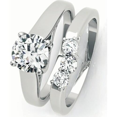 925 Silver 1 Carats Round Wedding Ring Set For Women Engagement Gift Trendy Jewelry Free Shipping