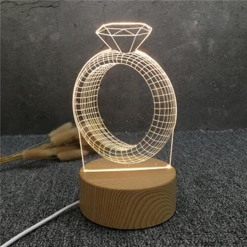 Creative 3D LED Lights Novelty USB Night Lamp 3D Acrylic Bedside Lamp Home Table Lamp Valentines Day Gift Decorative Light
