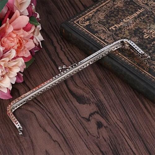 Square Silver Purse Bag Metal Frame Kiss Clasp Lock Clip Bags Making DIY Craft New