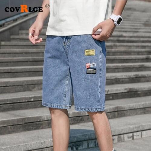 Covrlge Jeans Men Denim Shorts Korean Slim Fit Cowboy Shorts Male Bottoms Men Fashion Street Ripped Hole Short Pants MKD055