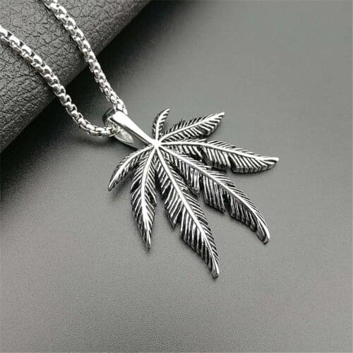 2019 Newest Stainless Steel Hemp Leaf Pendant Necklace for Women/Men Gold Color Jamaica Esserteauiana Necklace Hip Hop Jewelry