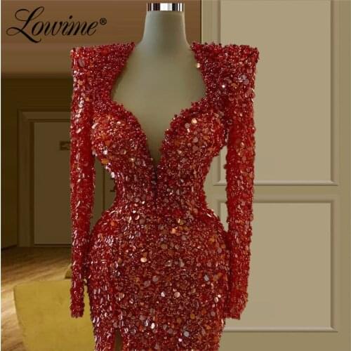 Beading Sequins Formal Evening Dresses Dubai Design Arabic Long Middle East Custom Made Mermaid Party Prom Dresses Evening Wear