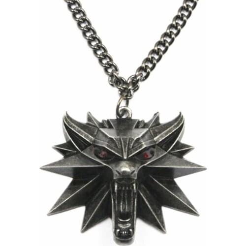 New wizard 3 wild hunting game Joker pendant necklace Geralt animal metal chain wolf fashion necklace