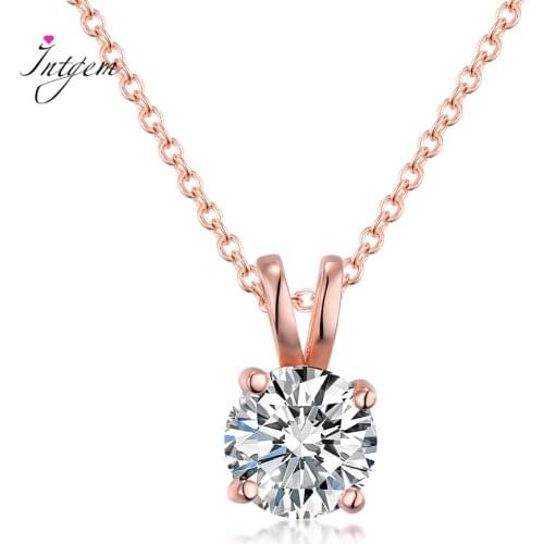 1ct 6.5mm Round Moissanite Necklace 18K White Gold Plated 925 Silver Diamond Test Passed Jewelry Silver Chain Necklace For Women
