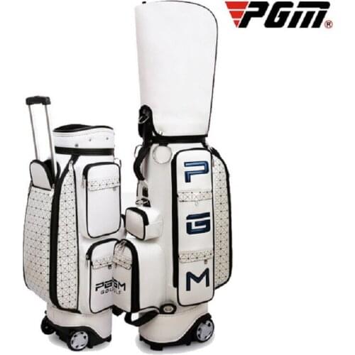 Pgm Golf Standard Ball Bags Women Men Retractable Air Aviation Bags Can Hold 14Pcs Golf Clubs Pu Leather Travel Package D0082
