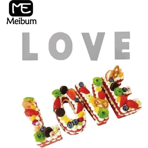 Meibum PET Plastic LOVE 4 Letters Cake Decorate Mold Valentines Day Wedding Birthday Cream Pastry Mould 4/6/8/10/12 inch