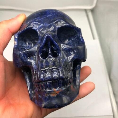 1pcs Blueshot skull empty big skull placed pieces of fine carving healing