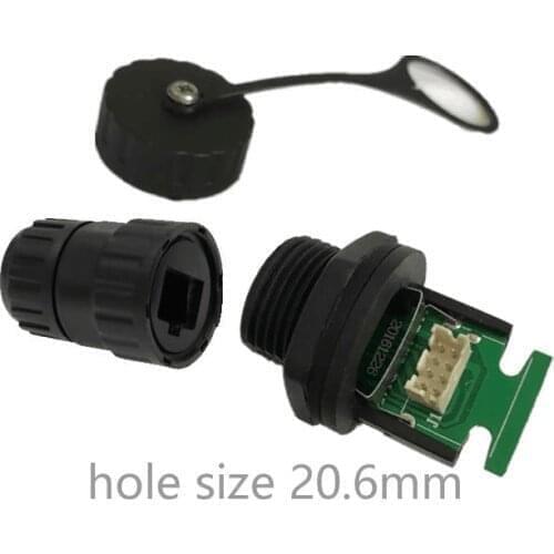 M19 RJ45 PCB Printed circuit board Connector Panel Mount Socket Ethernet Interface Network cable Straight head Solder 10 units