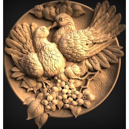 STL Relief model animal decor round plate 3D STL Model for CNC Router Carving Machine Artcam aspire_Animal round decoration
