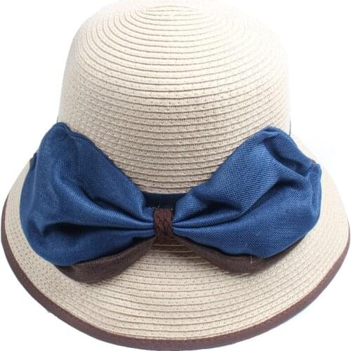 Difanni Fashion Summer Hats For Women Wide Brim Fabric Sun Hat Visor Panama Straw Bucket Hat Beach Travel Chapeu