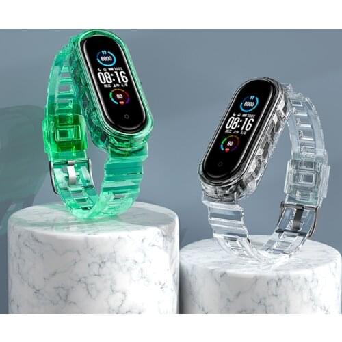 Silicone Transparent color Strap Bracelet MiBand 6 5 4 Wriststrap For Xiaomi Mi Band 6 5 4 Strap M6 M4 M5 WristStrap For