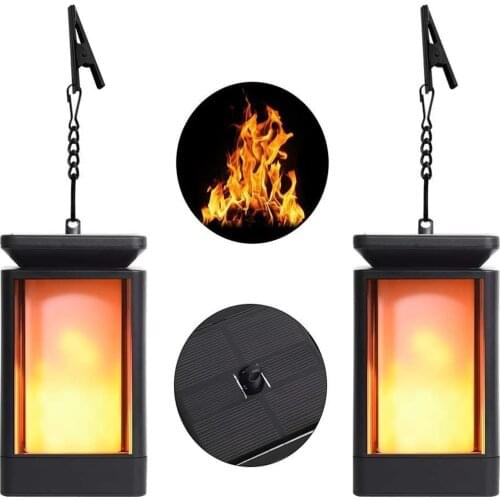 LED Solar Lights Flicking Flame 99Led Outdoor Solar Lantern IP65 Waterproof Solar Powered Hanging Light for Garden Yard Pathway
