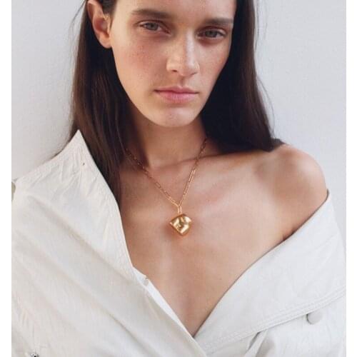 ZA Link Chain Necklace For Women 2021 Gold Silver Simple Necklaces Sweater Chain Pendant Necklace Jewelry