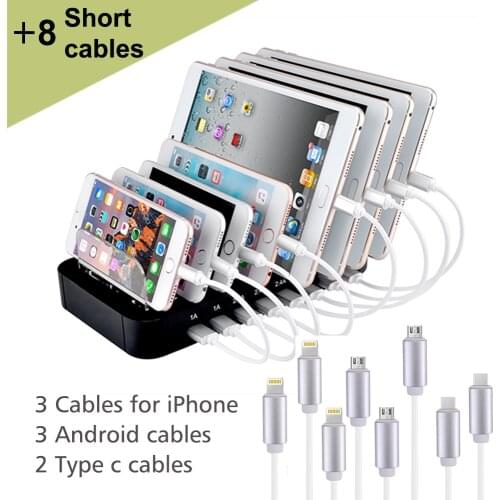 Evfun USB Charging Station 8 Port Charger Station Multi Device Charger Universal for Cell Phone Tablet Smartphone