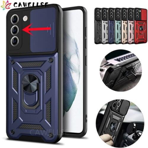Armor Slide Phone Case for Samsung S21 S20 FE Note20 Ultra A52 A72 A12 A32 A82 A30 A51 A71 Camera Protection Magnetic Ring Cover