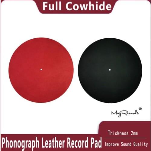 12'' Black Leather LP Mat + Cork Turntable LP Mat Hide in the Sound