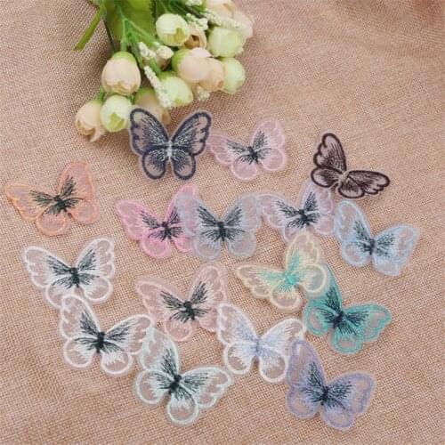 12pcs Mix 4 * 5cm Organza Embroidery Butterfly Hand DIY Clothing Accessories DIY Apparel Sewing Fabric DIY Craft Supplies