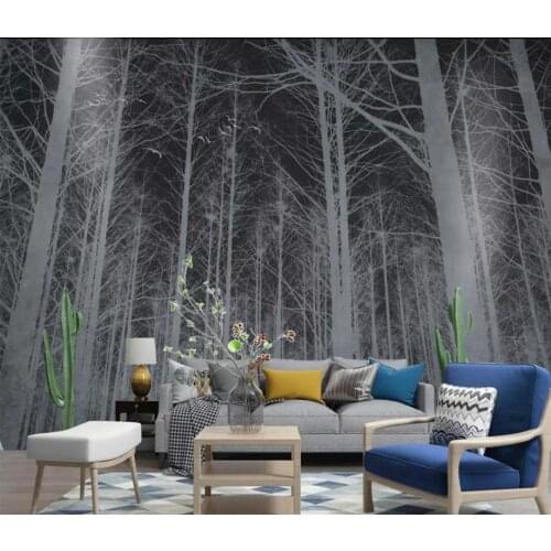 3D Wallpaper Custom 3d Mural Wallpaper Nordic black and white woods wall decoration painting TV 3D Mural Wall Paper