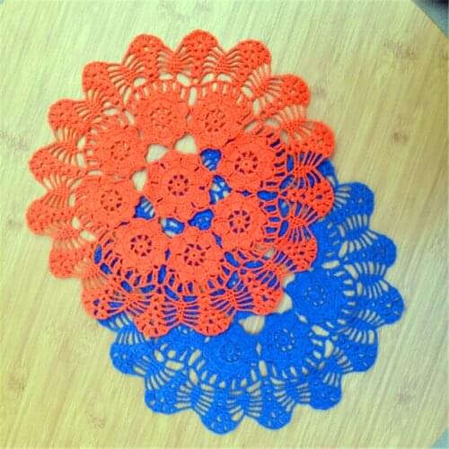 6 pcs 30cm round cotton table cover with flower for kitchen decoration as wedding decorative doilies for home decoration