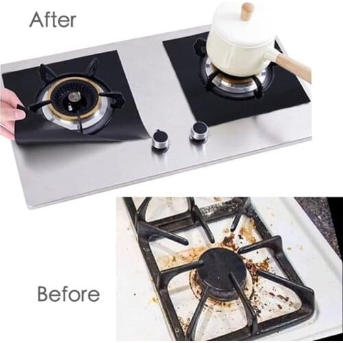 8Pcs Gas Stove Burner Covers Non-Stick Stove Burner Liners 0.12mm Gas Range Protectors Stovetop Covers (Black)