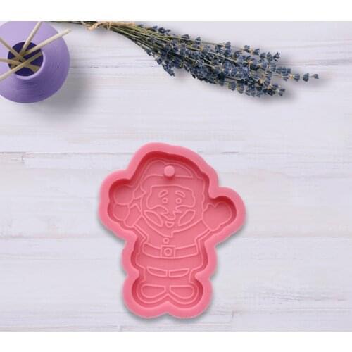 Shiny Glossy Santa Claus Keychain Silicone Epoxy Resin Mold DIY Keychain Pendant Jewelry for Valentine Gift Craft B03B