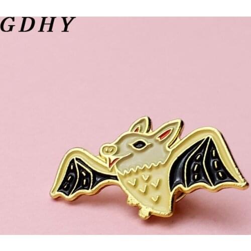 GDHY Bat Animal Enamel Pins Black gold wing bat vampire Brooch Jewelry Black Dark Punk Backpack Bag Badges Brooches Broche