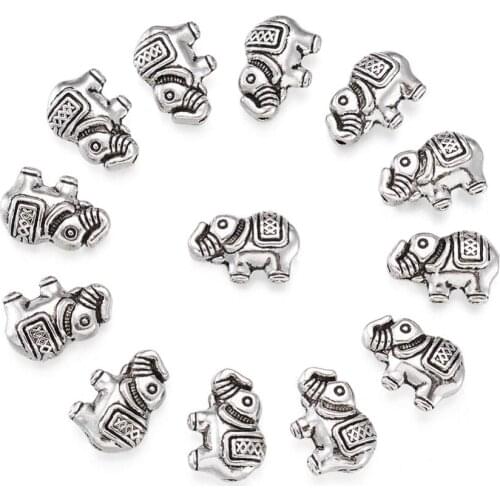 Pandahall 20pcs/lot 8.5x12x4mm Tibetan Style Alloy Elephant Beads Animal Bead for Jewelry Accessories Decoration