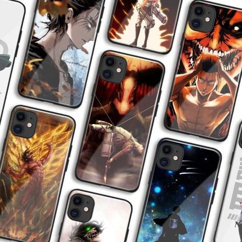 Eren Jaeger Attack on Titan Anime Phone Cases For IPhone 11 12 Mini Pro XS Max 6s X XR 6 7 8 Plus SE Soft Shell Glass Cover