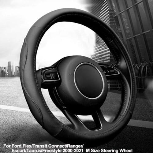 Car Steering Wheel Cover Wrap For Ford Flex Transit Connect Ranger 2000- 2020 2021 Escort Taurus Freestyle M Size Steering Wheel