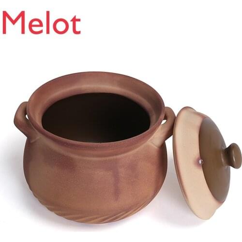 Glazed Earthen Casserole Old-Fashioned Olla Stew Pot Soup Household Small Open Fire Gas Special Porridge Pottery Small Casserole