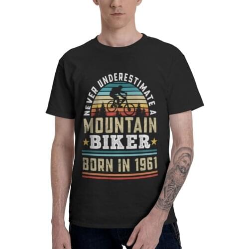 Mountain Biker Born In 1961 60th Tshirt Men Casual Tees Top Cotton T Shirts Short Sleeve 60 Years Old Birthday Gift MTB T-shirts