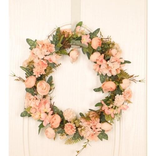Home Artificial Flower Rose Wreath Decoration 40cm Hanging Garlands For Front Door Window Hanging Wedding Outdoor Home Decoratio