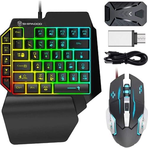 Gaming Keyboard and Mouse Combo for PS4, PS5, Xbox One, N-Switch, Xbox360 Wired Mechanical Converter Set With Rainbow Backlight