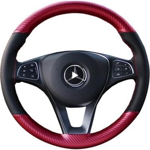 Leather Carbon Fibre Hand Sew Wrap Car Steering Wheel Cover for Mercedes-Benz C200L 300L Gla220 Glc260 Car Accessories