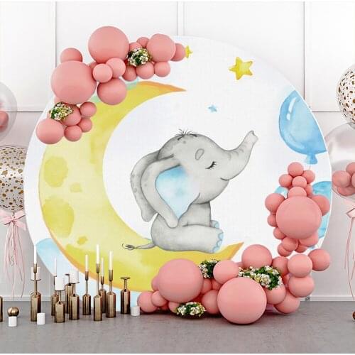 Laeacco Circle Round Background For Photo Gold Moon Baby Shower Party Baptism My First Communication Cover Banner Photo Backdrop