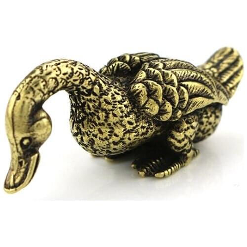 Antique Handmade Brass rural duck craft DIY ornament Miniature desktop decoration accessories a3789