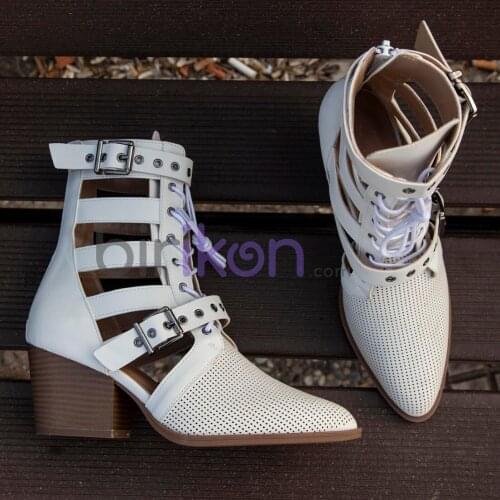 Laser and Buckle Detail White Skin Summery Boat