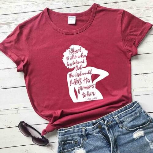 Luke 1:45 Black woman Christian religion slogan quote unisex graphic t shirt grunge tumblr party street style tees party tops