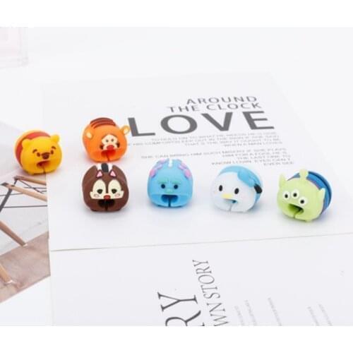 Cute Bite Cartoon Animal Cable-Winder Data Line Cable Protector Cord Cover Silicone Decorate Smartphone Wire Accessories