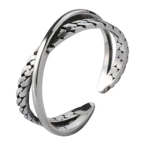 925 Sterling Silver Cross Rings Open Adjustable Prevent Allergy Finger Ring For Women Wedding Jewelry Bijoux Femme JZ499