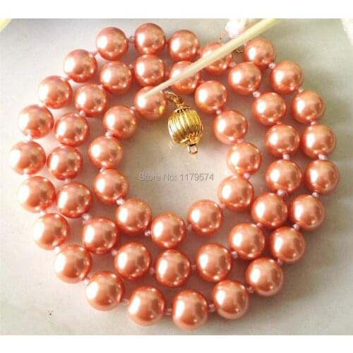 Fashion Jewelry 8mm Pink Shell Pearl Necklace Chain Women Girl Gifts Jewelry Making Design Party Birthday Gift 18" AAA ZH001