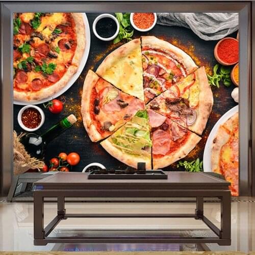 Custom Any Size Mural Wallpaper European Style Hand Drawn Pizza Western Restaurant Fast Food Kitchen background Decor Wall Cloth