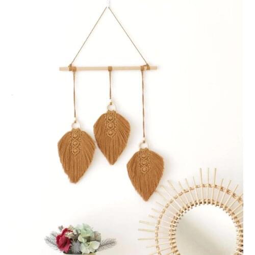 Nordic Room Wall Decoration Handmade Cotton Leaves Rope Hanging Decor Strings Crafts Scandinavia Living Room Decor Wall Hanging