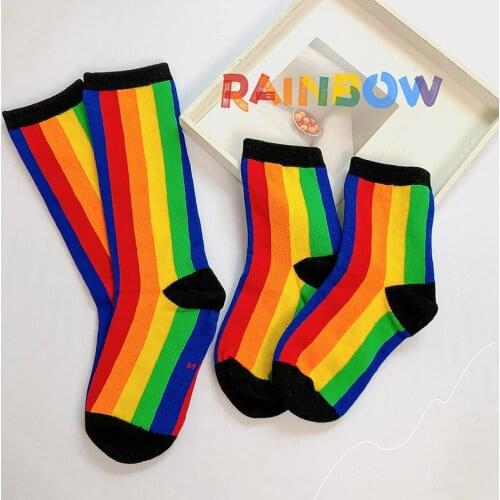 2Pairs Striped Colored Rainbow Knee Socks Baby Boy Girls Football Socks Cotton School Long Sock for Kids Children
