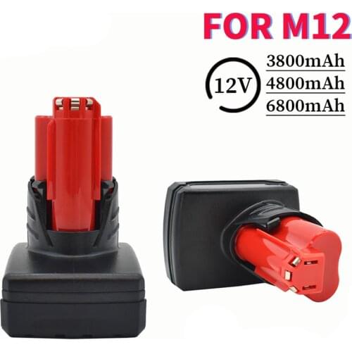 NEWEST 12V 6.8Ah Rechargeable Battery for Milwaukee M12 XC Cordless Tools 48-11-2402 48-11-2411 batteries 48-11-2401 MIL-12A-LI