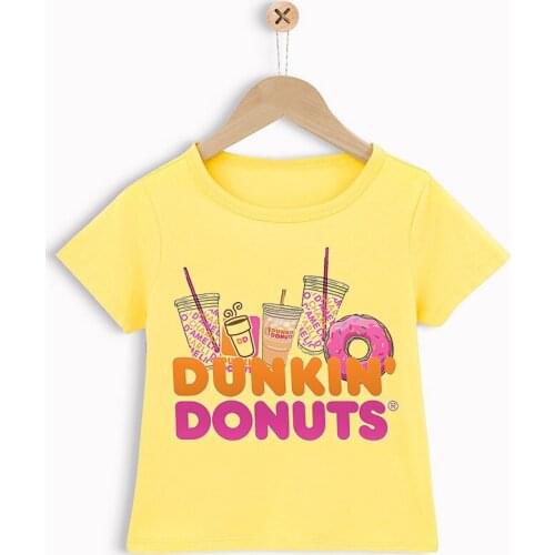 Newly Childrens clothing t-shirt cute donut graphic print boys t shirt summer hip-hop kids tshirt yellow short sleeve clothing