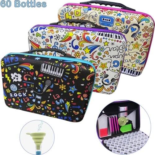 New 60 Bottles Diamond Painting Accessories Storage Box DIY Diamond Embroidery Tools Beads Storage Container Jar Zippered Case
