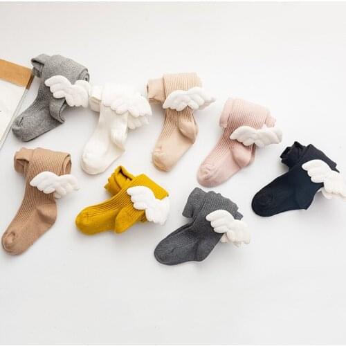 Autumn Winter Toddler Infant Girls Leggings Pantyhose Cute Wings High Waist Knit Tights Pants Warm Non-Slip 0-4 Years For Girl