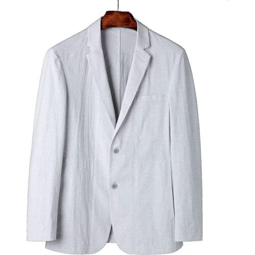 Summer Men Blazer Spring Business Formal Casual Cotton Suit Jacket Non-Iron Office Work Daily Life Single Breasted Two Buttons